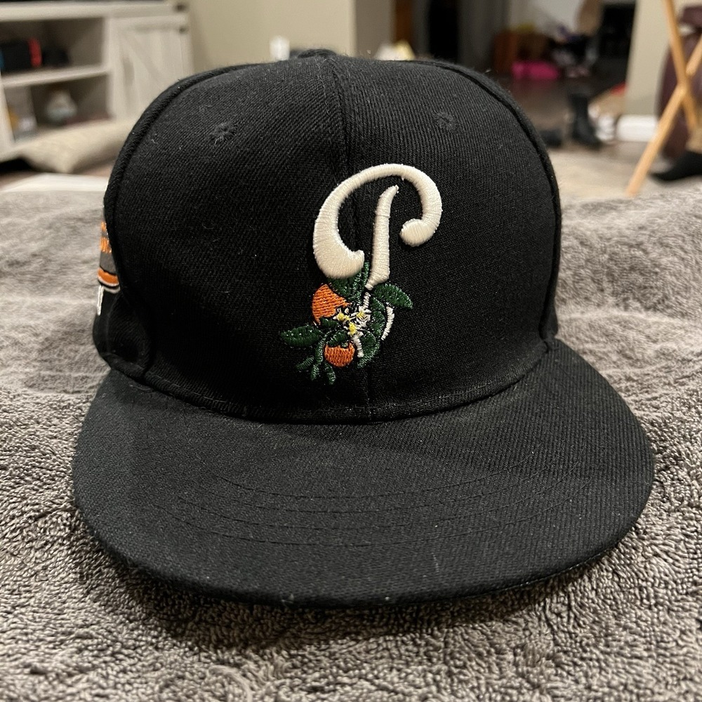 Black SnapBack Baseball Cap‎ "P" With Oranges